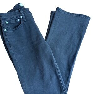 Madewell Women's Mid Rise Kick Out Jeans Black Wash Size 26 Cotton Blend Crop